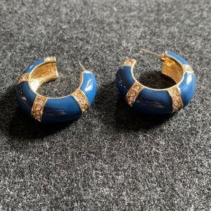 80s arch hoop earrings with rhinestones